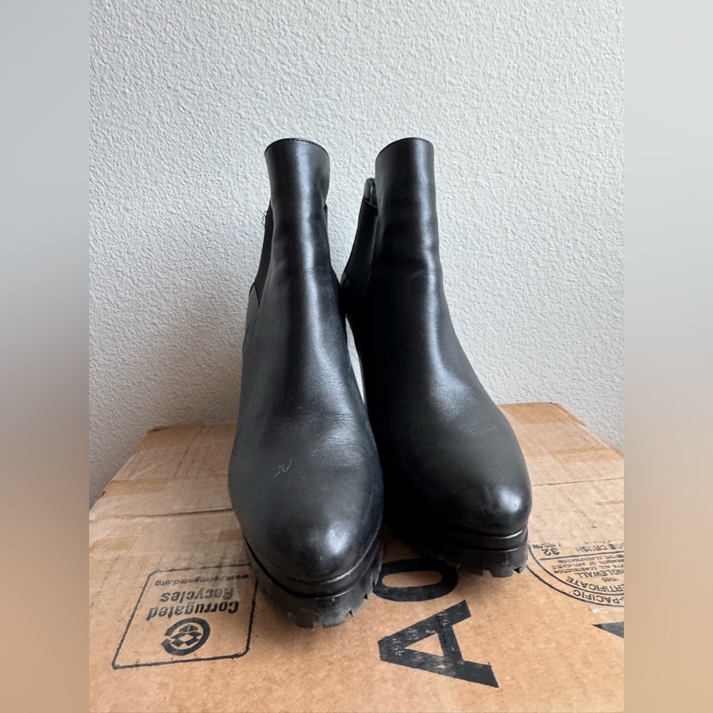 All Saints Black Sarris Leather Heel Booties women’s 41 - Picture 5 of 8